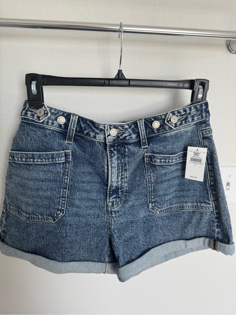 Flying Monkey Distressed Blue Denim Cuffed Jean Shorts